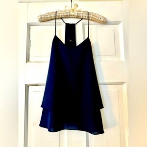 Tibi Navy Crepe Racerback Tank Size 0